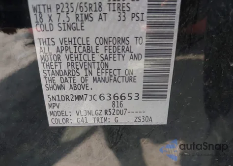 2018 Nissan Pathfinder Sl из США, поврежденный, VIN 5N1DR2MM7JC636653